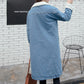 Women's Long Lapel Denim Coat with Cotton Lining