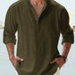 Men's linen casual long-sleeved shirt