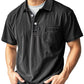 Men's Retro Lapel Button-Down Pocket Front Casual Short Sleeve Shirt