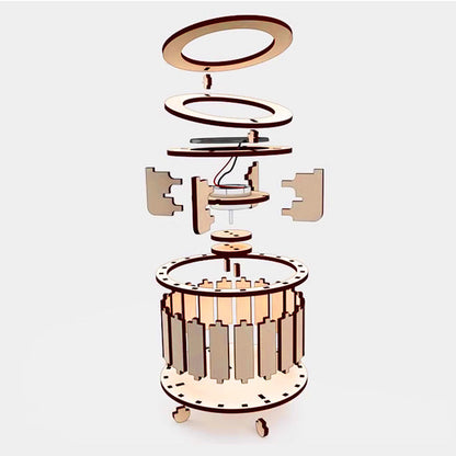 ⚡2025 new hot sale🔥Solar Powered Rotating Double Ring Wooden Puzzle Toy