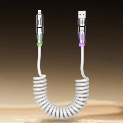 Compact 4-in-1 Retractable Car Charging Cable