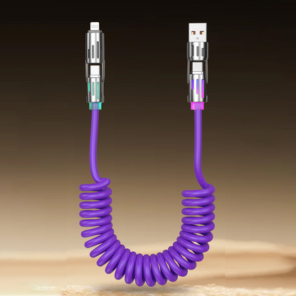 Compact 4-in-1 Retractable Car Charging Cable