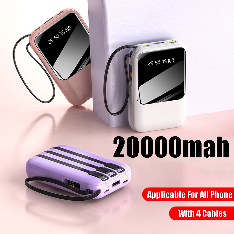 Portable Power Bank with Display and Charging Cable
