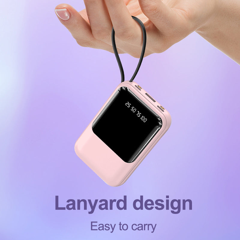 Portable Power Bank with Display and Charging Cable