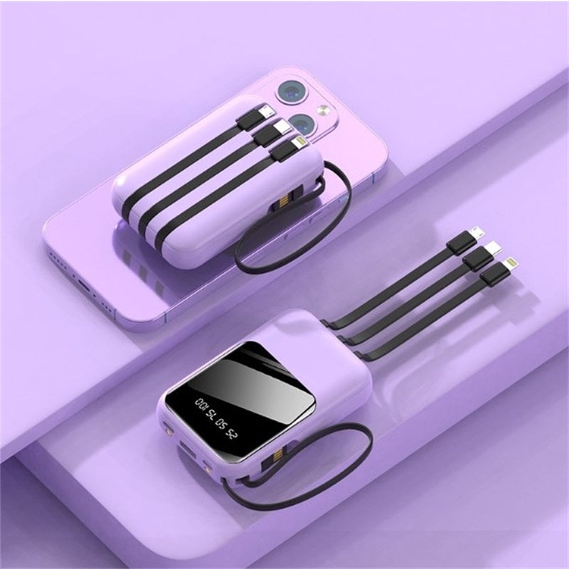 Portable Power Bank with Display and Charging Cable