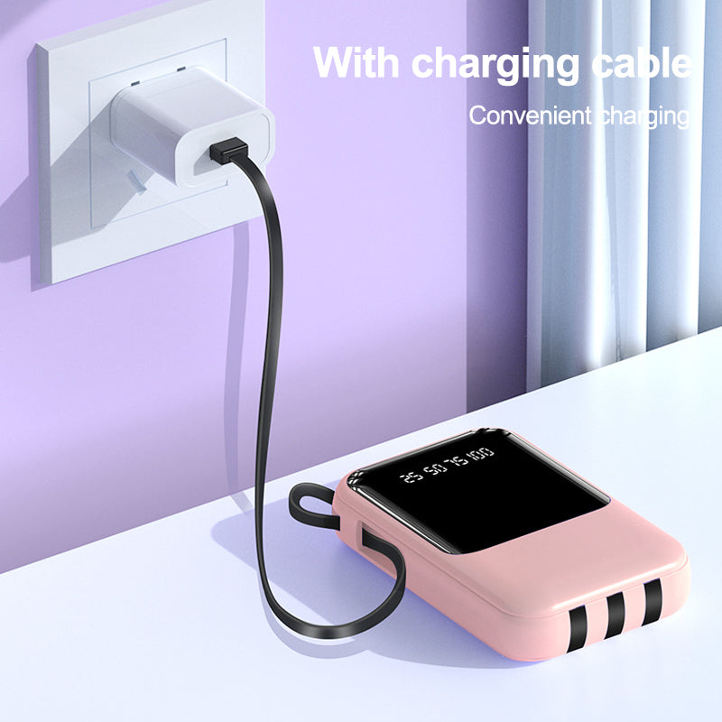 Portable Power Bank with Display and Charging Cable