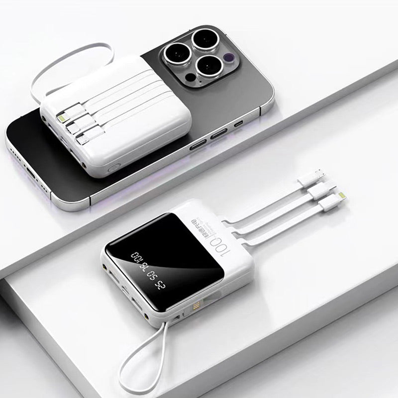 Portable Power Bank with Display and Charging Cable