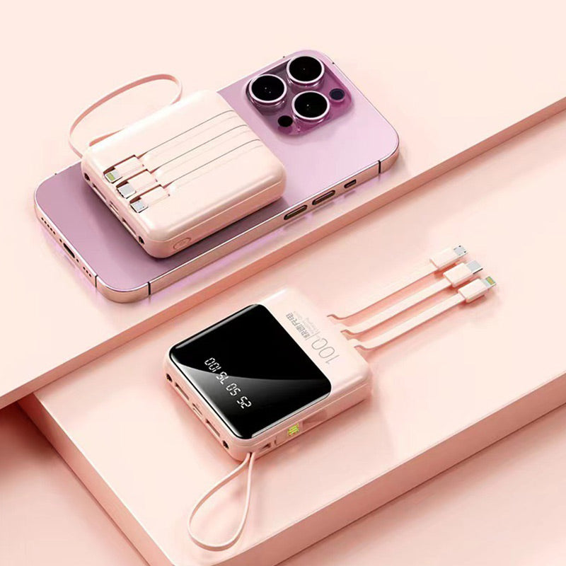 Portable Power Bank with Display and Charging Cable
