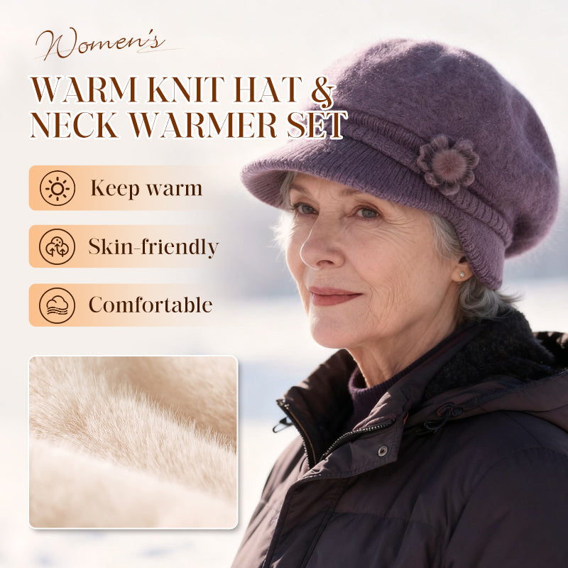 Women's Warm Knit Hat & Neck Warmer Set