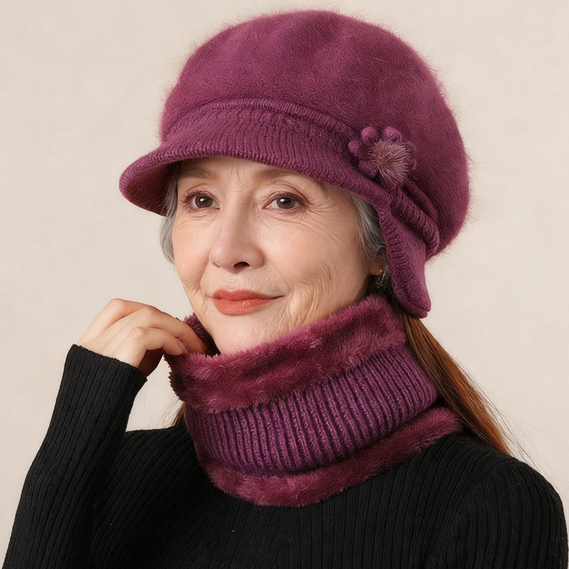Women's Warm Knit Hat & Neck Warmer Set