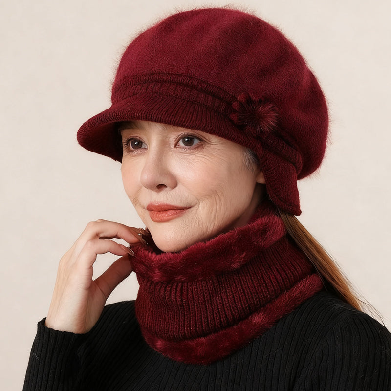 Women's Warm Knit Hat & Neck Warmer Set