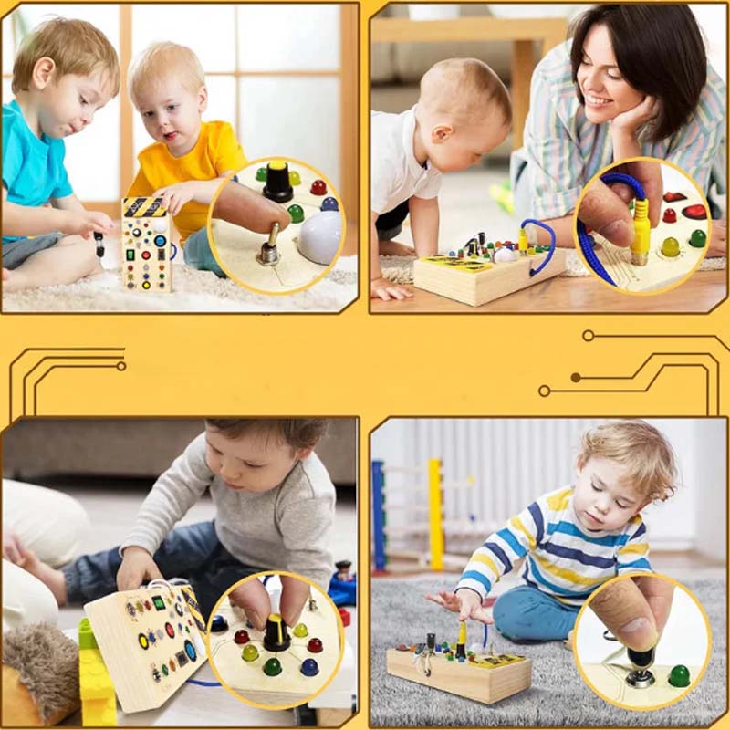 Wooden Busy Board Toys with LED Lights