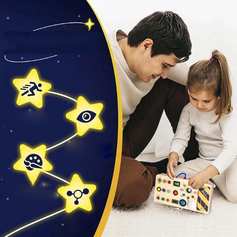 Wooden Busy Board Toys with LED Lights