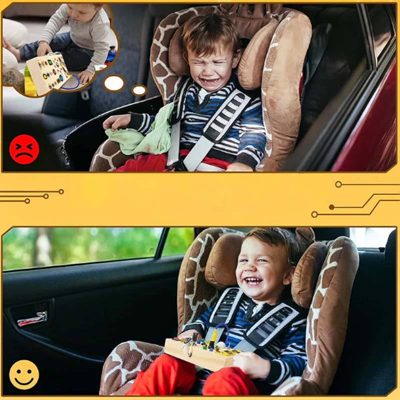 Wooden Busy Board Toys with LED Lights