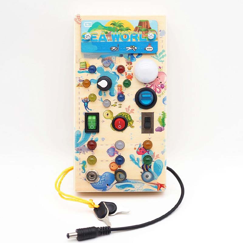 Wooden Busy Board Toys with LED Lights