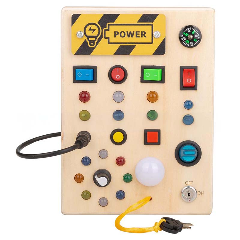 Wooden Busy Board Toys with LED Lights