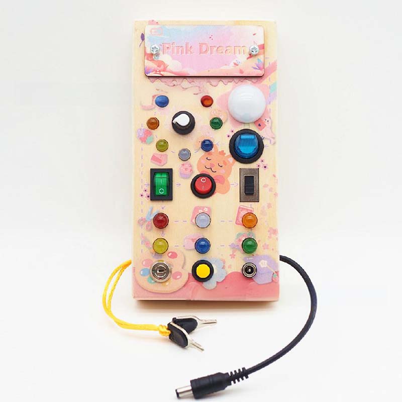 Wooden Busy Board Toys with LED Lights