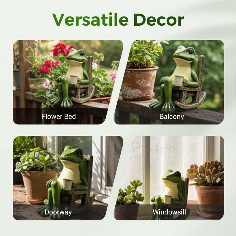 Solar Frog Rocking Chair Ornament