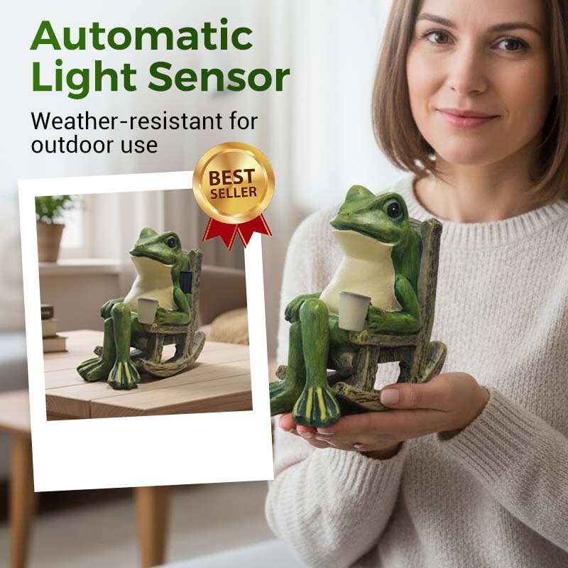 Solar Frog Rocking Chair Ornament