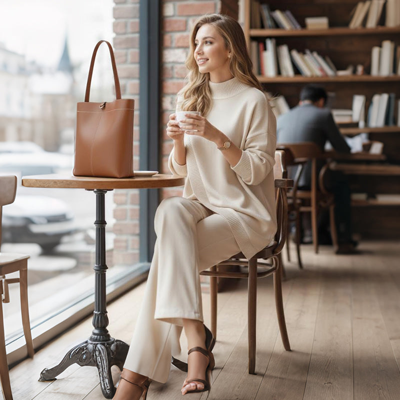 ⏳Time-Limited Special⏰Women's 2-piece set – Asymmetrical sweater + wide-leg pants, relaxed fit and soft fabric, ultra comfortable 👚✨