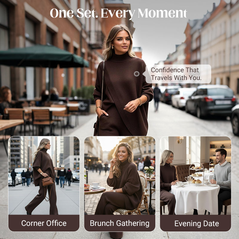 ⏳Time-Limited Special⏰Women's 2-piece set – Asymmetrical sweater + wide-leg pants, relaxed fit and soft fabric, ultra comfortable 👚✨