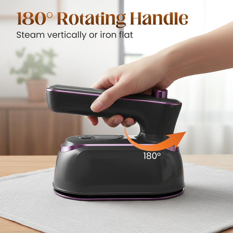 Foldable Handheld Steamer with 180° Rotating Handle