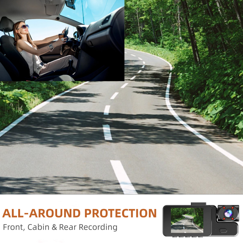 3-Channel 1080P Dash Cam with WiFi