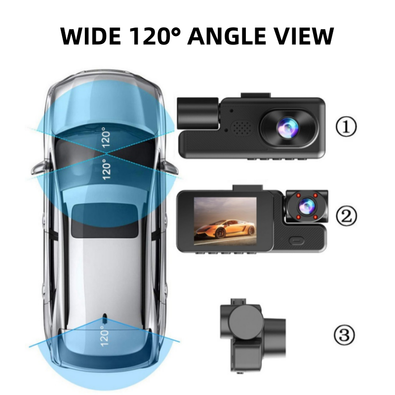 3-Channel 1080P Dash Cam with WiFi