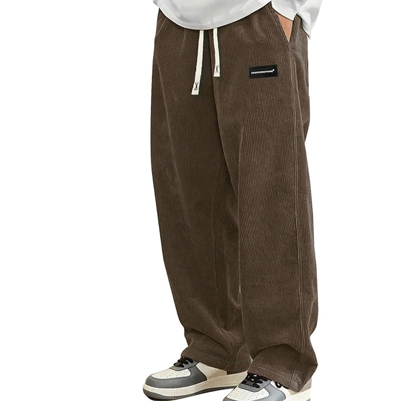 Men's Loose-Fit Drawstring Pants with Pockets