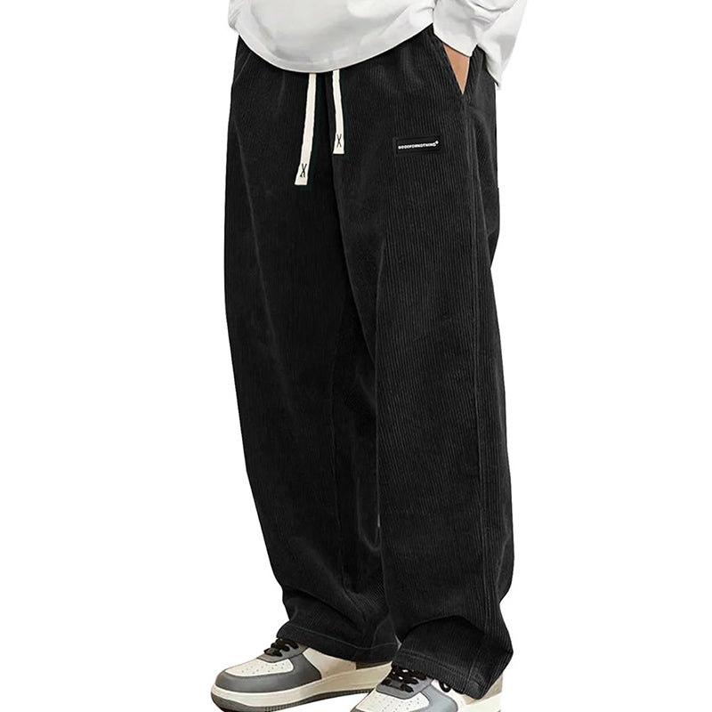 Men's Loose-Fit Drawstring Pants with Pockets