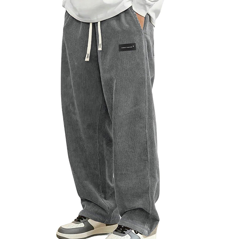 Men's Loose-Fit Drawstring Pants with Pockets