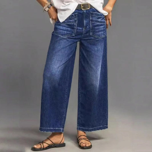 👖 Women's Casual High-Rise Wide-Leg Jeans – Tummy Control, Elongated Silhouette & All-Day Comfort 💙