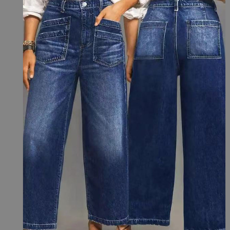 👖 Women's Casual High-Rise Wide-Leg Jeans – Tummy Control, Elongated Silhouette & All-Day Comfort 💙