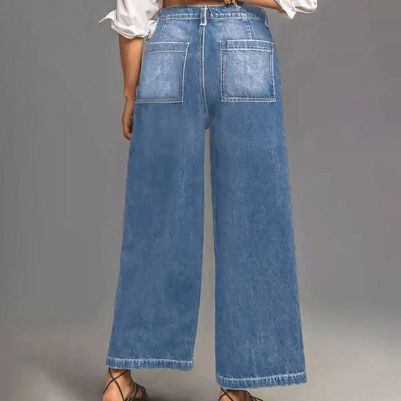 👖 Women's Casual High-Rise Wide-Leg Jeans – Tummy Control, Elongated Silhouette & All-Day Comfort 💙