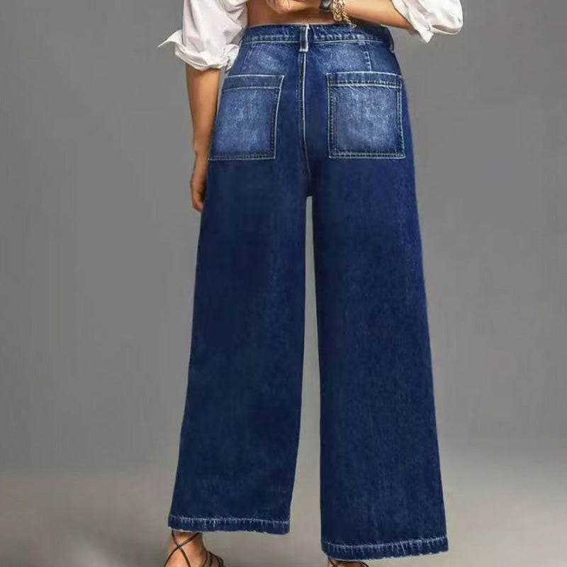 👖 Women's Casual High-Rise Wide-Leg Jeans – Tummy Control, Elongated Silhouette & All-Day Comfort 💙