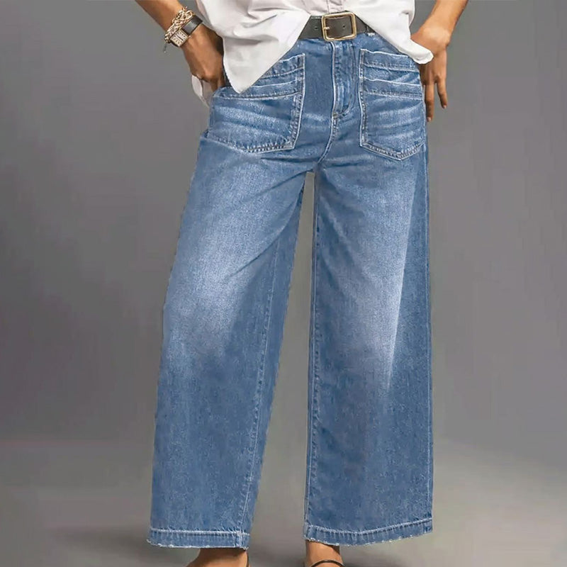 👖 Women's Casual High-Rise Wide-Leg Jeans – Tummy Control, Elongated Silhouette & All-Day Comfort 💙