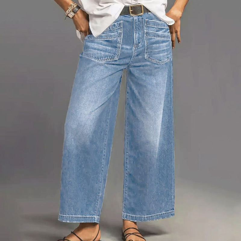 👖 Women's Casual High-Rise Wide-Leg Jeans – Tummy Control, Elongated Silhouette & All-Day Comfort 💙