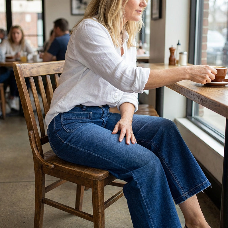 👖 Women's Casual High-Rise Wide-Leg Jeans – Tummy Control, Elongated Silhouette & All-Day Comfort 💙