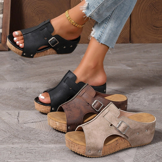 Women's Fashion Wedges with EVA Foam Cushioned Insoles 2.5 Inch Heel Lightweight Comfort Sandals All Day Wear Hook And Loop Closure Slip Resistant Casual Summer Shoes