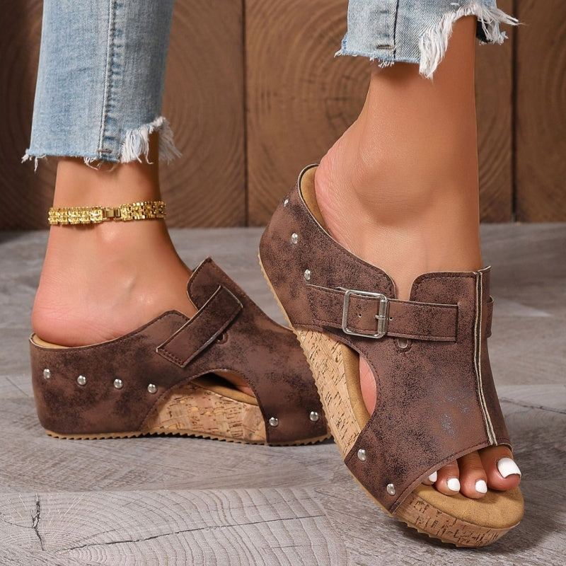 Women's Fashion Wedges with EVA Foam Cushioned Insoles 2.5 Inch Heel Lightweight Comfort Sandals All Day Wear Hook And Loop Closure Slip Resistant Casual Summer Shoes