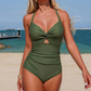 Twist-Front Ruched One-Piece Swimsuit