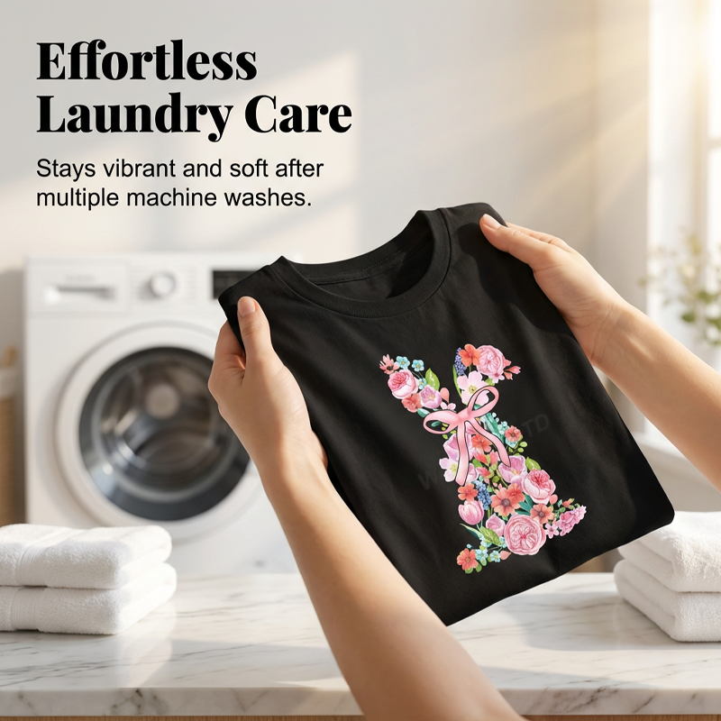 Women's Easter Floral Bunny Graphic T-Shirt