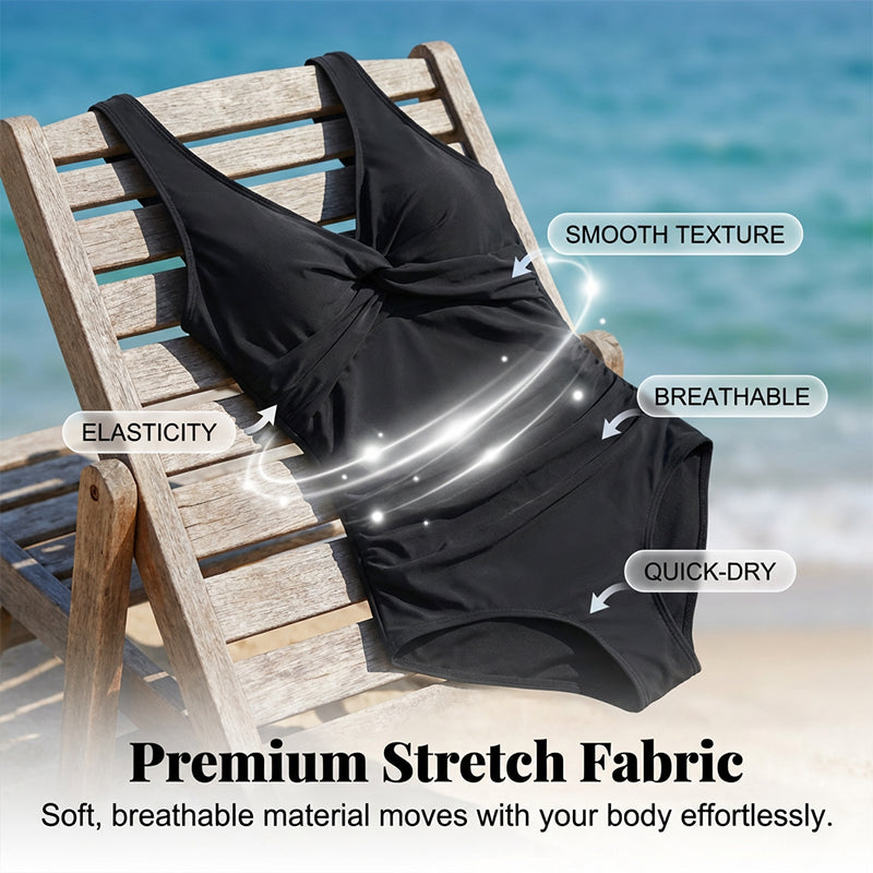 🥳2026 HOT SALE🥳💞50K+ SOLD!👵🏖️ 50% OFF! Women's One-Piece Swimsuit – Tummy control ruching, elegant twist-front. Wide straps stay put, no digging. Quick-dry fabric. Perfect for pool or beach. 🌊💕