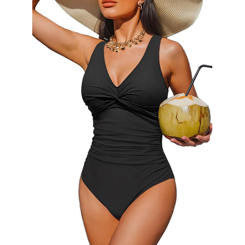🥳2026 HOT SALE🥳💞50K+ SOLD!👵🏖️ 50% OFF! Women's One-Piece Swimsuit – Tummy control ruching, elegant twist-front. Wide straps stay put, no digging. Quick-dry fabric. Perfect for pool or beach. 🌊💕