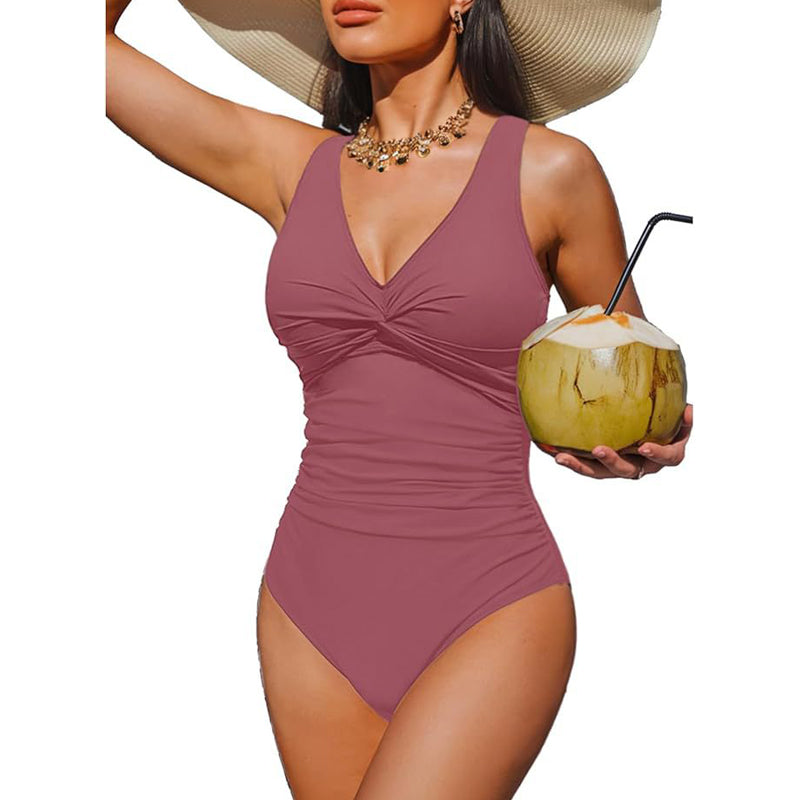 🥳2026 HOT SALE🥳💞50K+ SOLD!👵🏖️ 50% OFF! Women's One-Piece Swimsuit – Tummy control ruching, elegant twist-front. Wide straps stay put, no digging. Quick-dry fabric. Perfect for pool or beach. 🌊💕