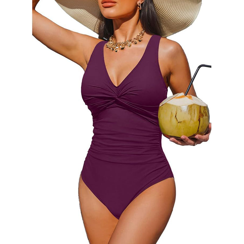 🥳2026 HOT SALE🥳💞50K+ SOLD!👵🏖️ 50% OFF! Women's One-Piece Swimsuit – Tummy control ruching, elegant twist-front. Wide straps stay put, no digging. Quick-dry fabric. Perfect for pool or beach. 🌊💕