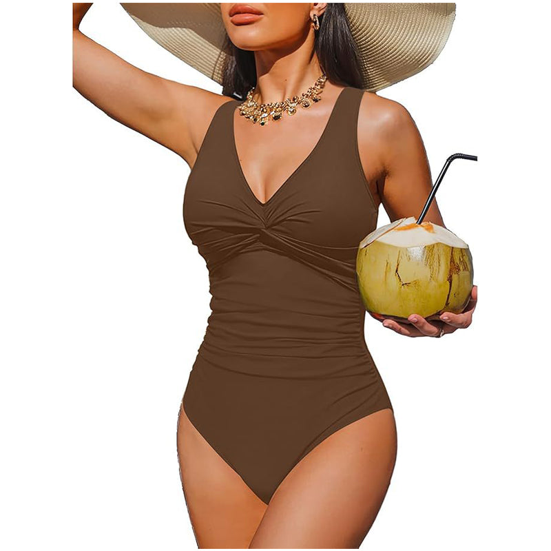 🥳2026 HOT SALE🥳💞50K+ SOLD!👵🏖️ 50% OFF! Women's One-Piece Swimsuit – Tummy control ruching, elegant twist-front. Wide straps stay put, no digging. Quick-dry fabric. Perfect for pool or beach. 🌊💕