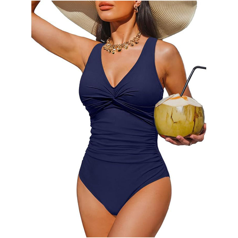 🥳2026 HOT SALE🥳💞50K+ SOLD!👵🏖️ 50% OFF! Women's One-Piece Swimsuit – Tummy control ruching, elegant twist-front. Wide straps stay put, no digging. Quick-dry fabric. Perfect for pool or beach. 🌊💕