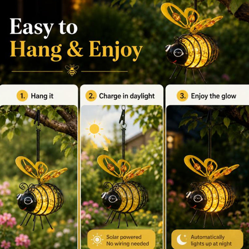 🐝 50% OFF NOW! ☀️ Outdoor Hanging Solar Bee Light – Charming garden decor, auto-on at dusk – Perfect gift for plant lovers, moms or anyone who smiles ❤️🌿✨