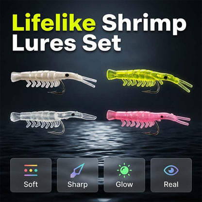 50PCS Lifelike Shrimp Lures Set with Hooks